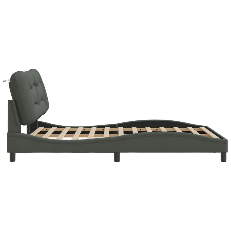 vidaXL Bed Frame without Mattress "Hvar" Dark Grey 152x203 cm Queen Fabric