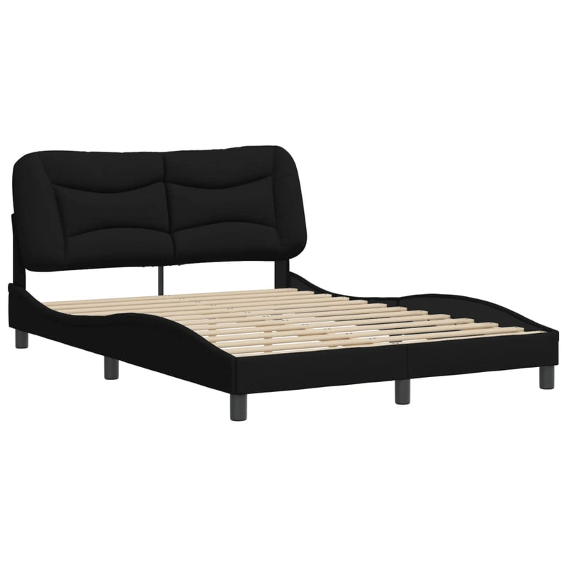 Bed Frame with Headboard Black 153x203 cm Queen Size Fabric