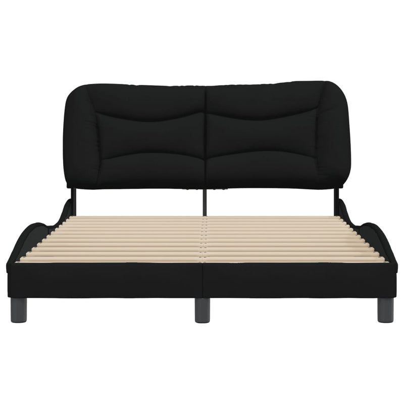 Bed Frame with Headboard Black 153x203 cm Queen Size Fabric