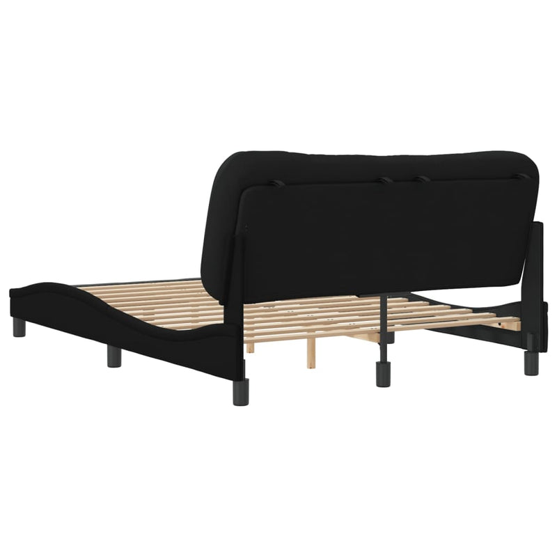 Bed Frame with Headboard Black 153x203 cm Queen Size Fabric