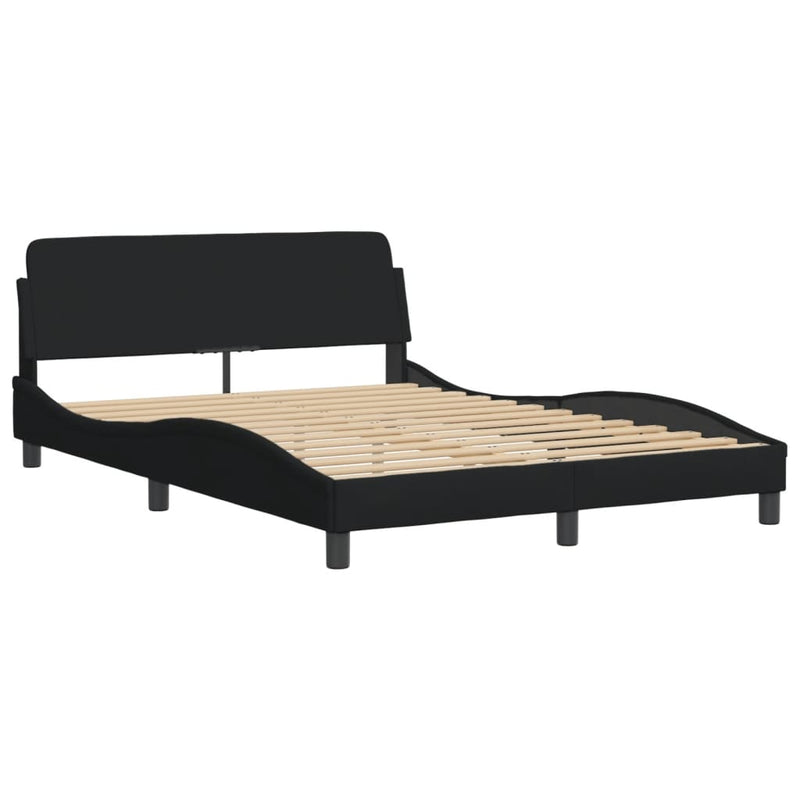 Bed Frame with Headboard Black 153x203 cm Queen Size Fabric