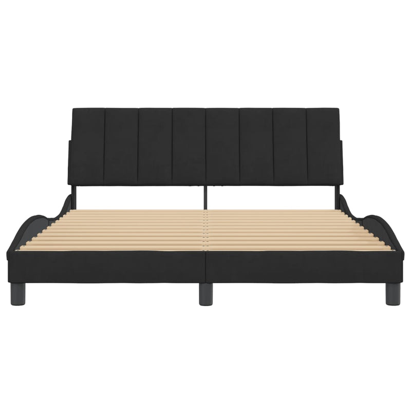 vidaXL Bed Frame without Mattress "Hanko" Black 152x203 cm Queen Velvet