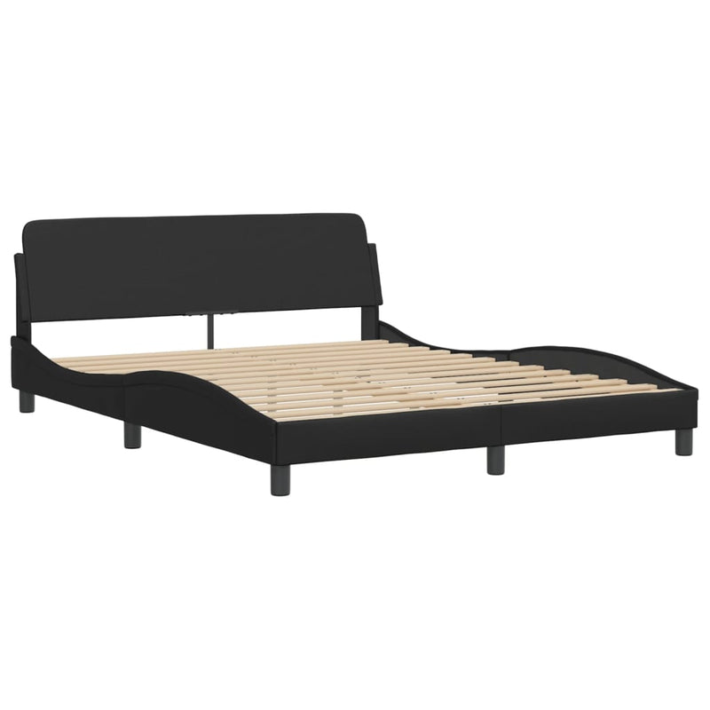 Bed Frame with Headboard Black 153x203 cm Queen Size Faux Leather