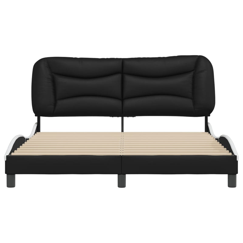 vidaXL Bed Frame without Mattress "Hvar" Black and White 152x203 cm Queen Faux Leather