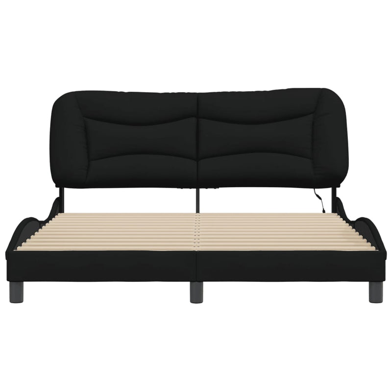 Bed Frame with LED Lights Black 153x203 cm Queen Size Fabric