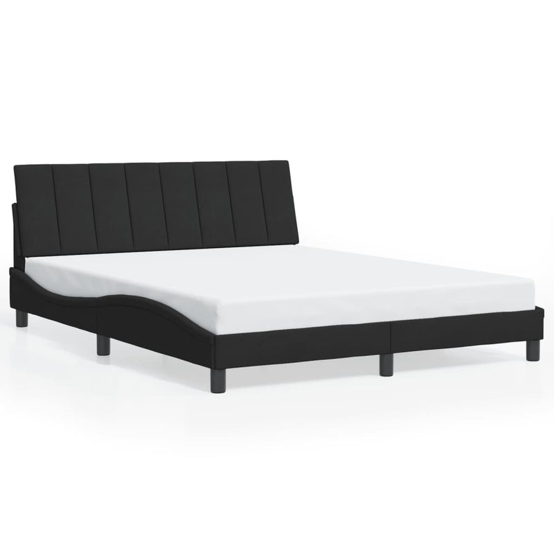 vidaXL Bed Frame with LED without Mattress "Hanko" Black 152x203 cm Queen Velvet