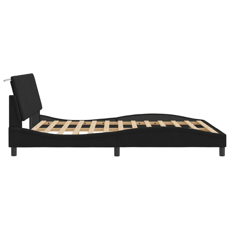 vidaXL Bed Frame with LED without Mattress "Hanko" Black 152x203 cm Queen Velvet