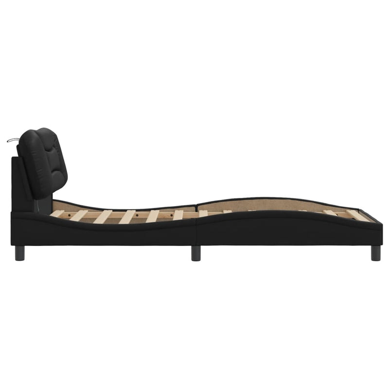 vidaXL Bed Frame with LED without Mattress "Hvar" Black 90x190 cm