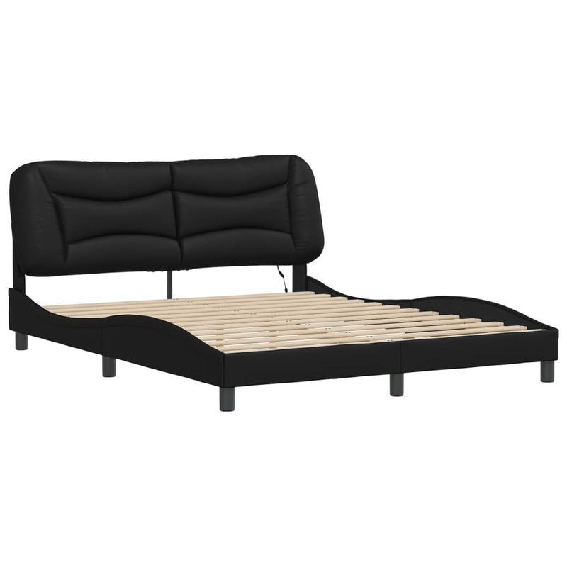 Bed Frame with LED Lights Black 152x203 cm Faux Leather