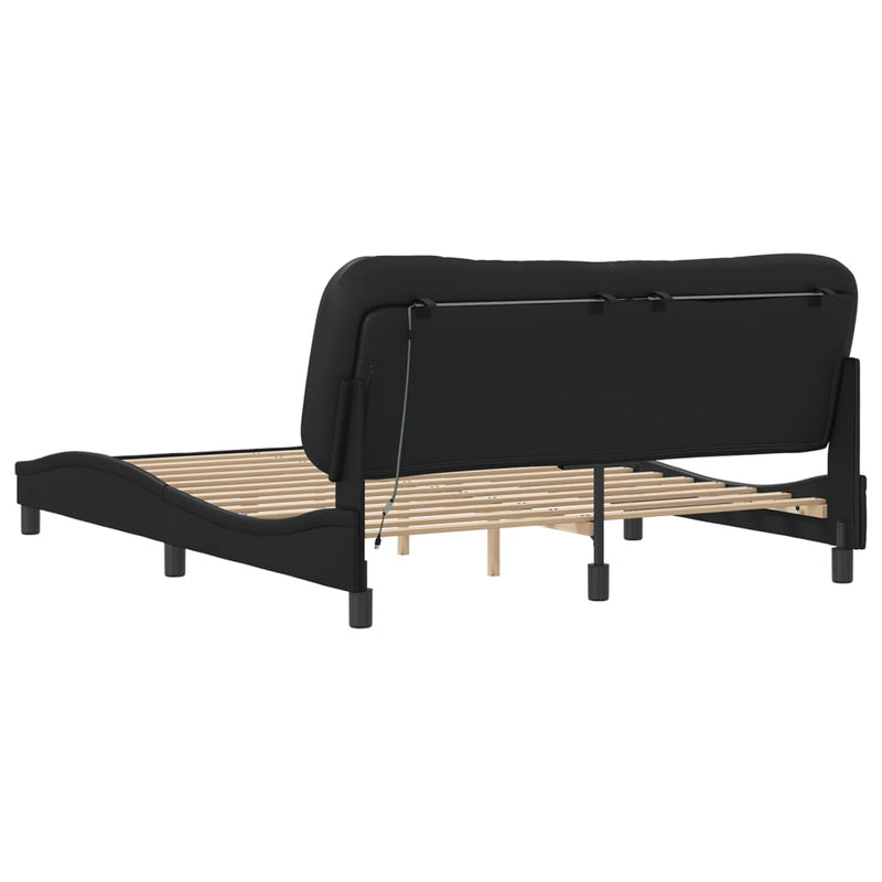 Bed Frame with LED Lights Black 152x203 cm Faux Leather