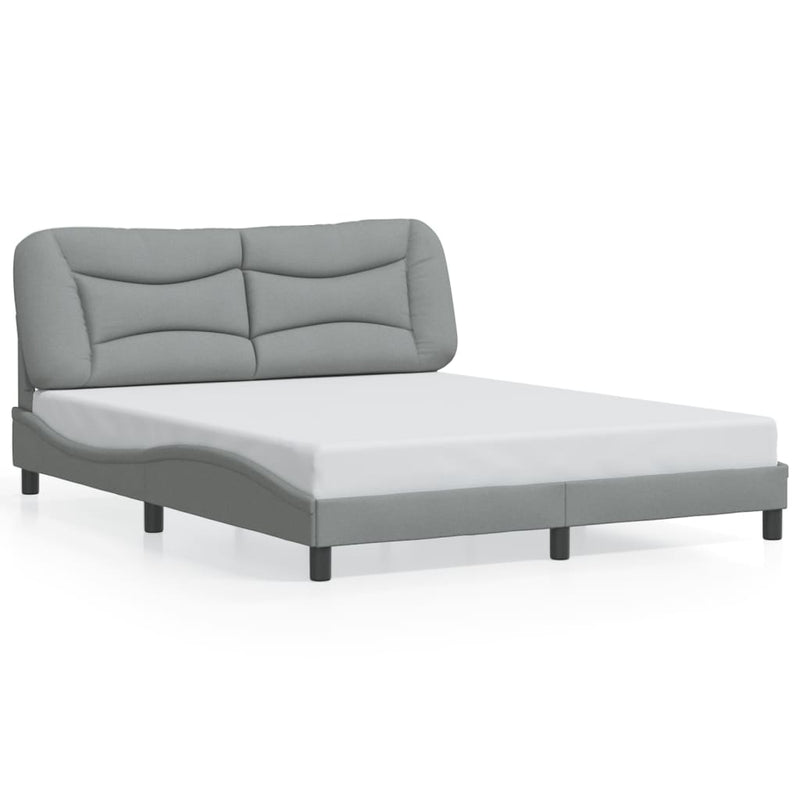 vidaXL Bed Frame with LED without Mattress "Hvar" Dark Grey 152x203 cm Queen Fabric