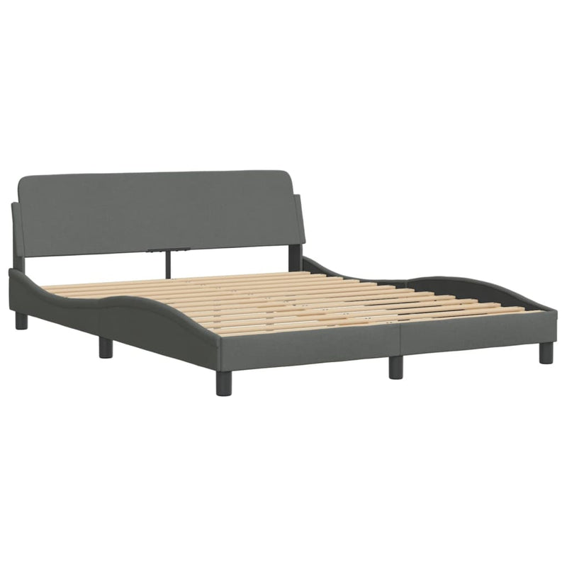 Bed Frame with LED Light Dark Grey 152x203 cm Fabric