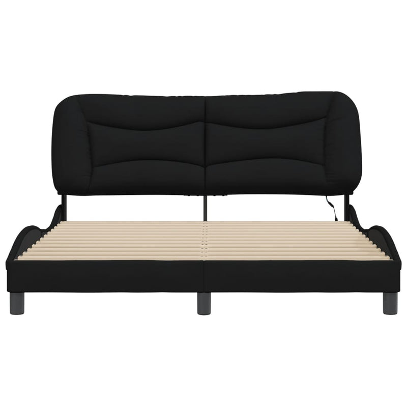 Bed Frame with LED Light Black 152x203 cm Fabric