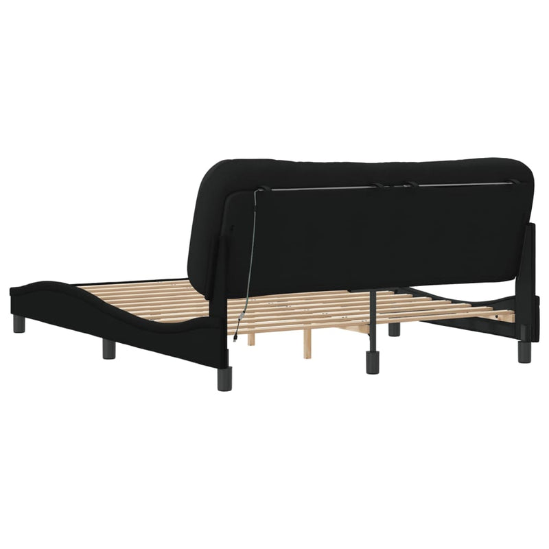 Bed Frame with LED Light Black 152x203 cm Fabric