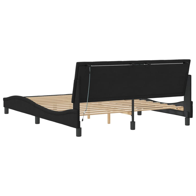 vidaXL Bed Frame with LED without Mattress "Hanko" Black 152x203 cm Queen Velvet