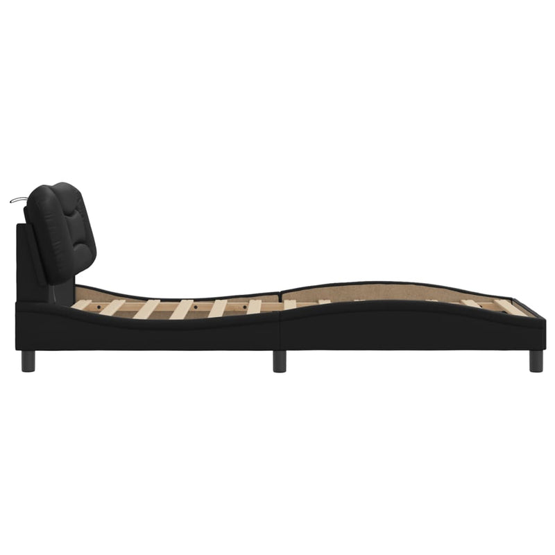 vidaXL Bed Frame with LED without Mattress "Hvar" Black 90x190 cm