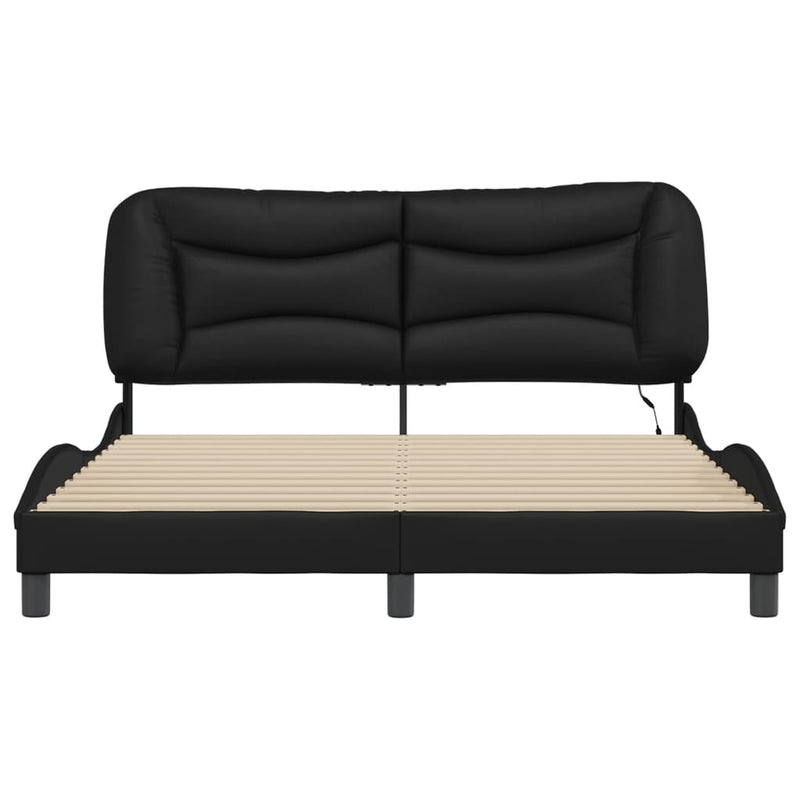 Bed Frame with LED Light Black 152x203 cm Faux Leather