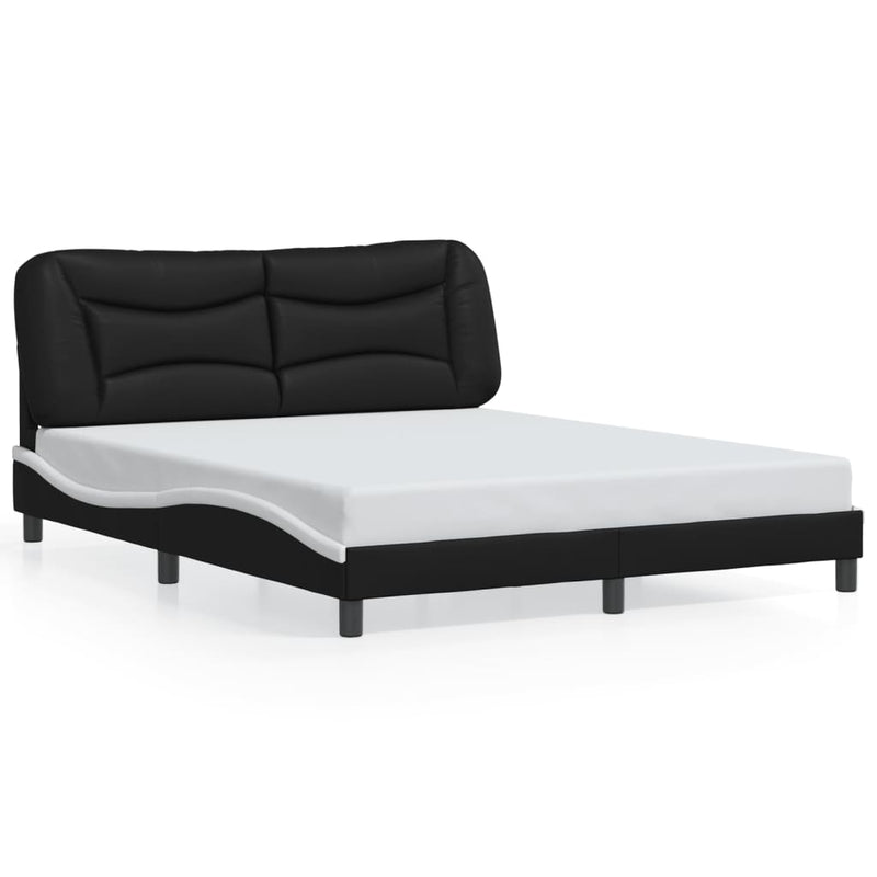 vidaXL Bed Frame with LED without Mattress "Hvar" Black and White 152x203 cm