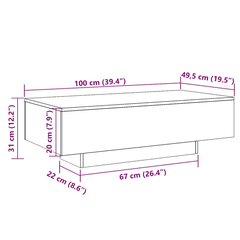 Coffee Table Sonoma Oak 100x49.5x31 cm Engineered Wood