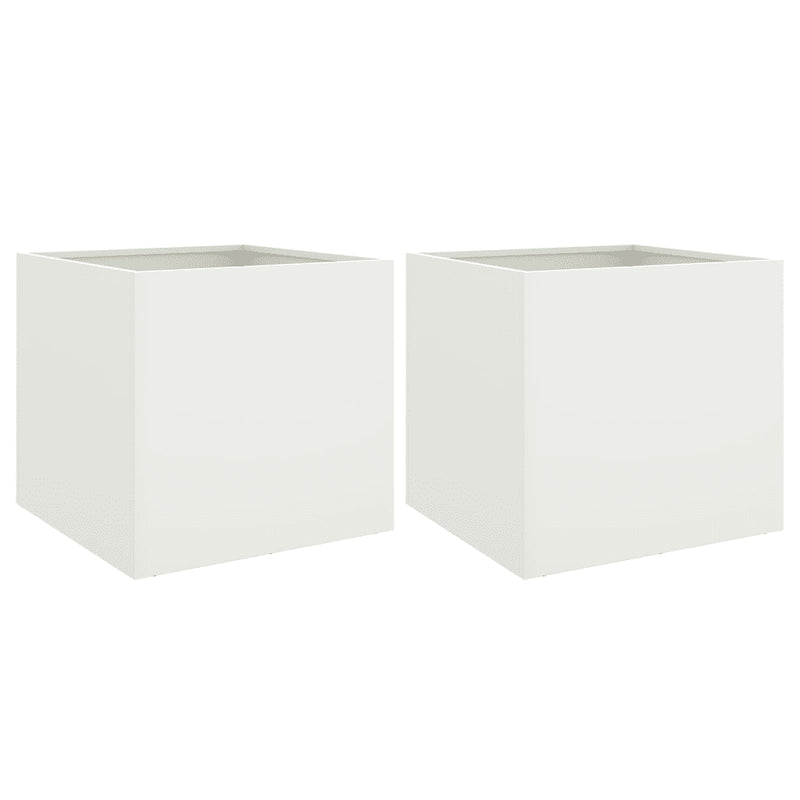 Planters 2 pcs White 42x40x39 cm Steel
