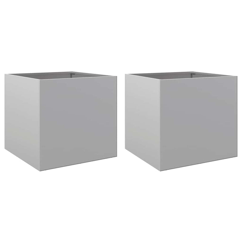 vidaXL Planters 2 pcs Silver 42x40x39 cm Galvanised Steel