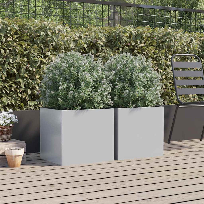 vidaXL Planters 2 pcs Silver 42x40x39 cm Galvanised Steel