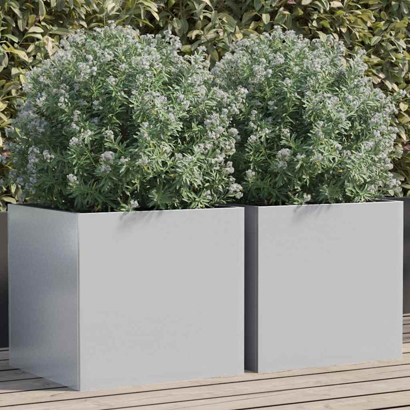vidaXL Planters 2 pcs Silver 42x40x39 cm Galvanised Steel