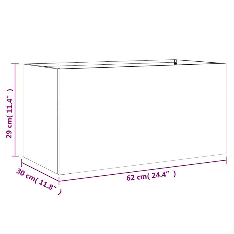 Planter Silver 62x30x29 cm Galvanised Steel