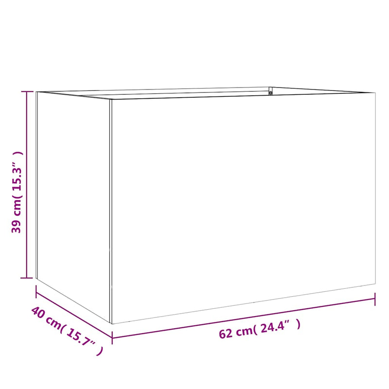 vidaXL Planter Silver 62x40x39 cm Galvanised Steel
