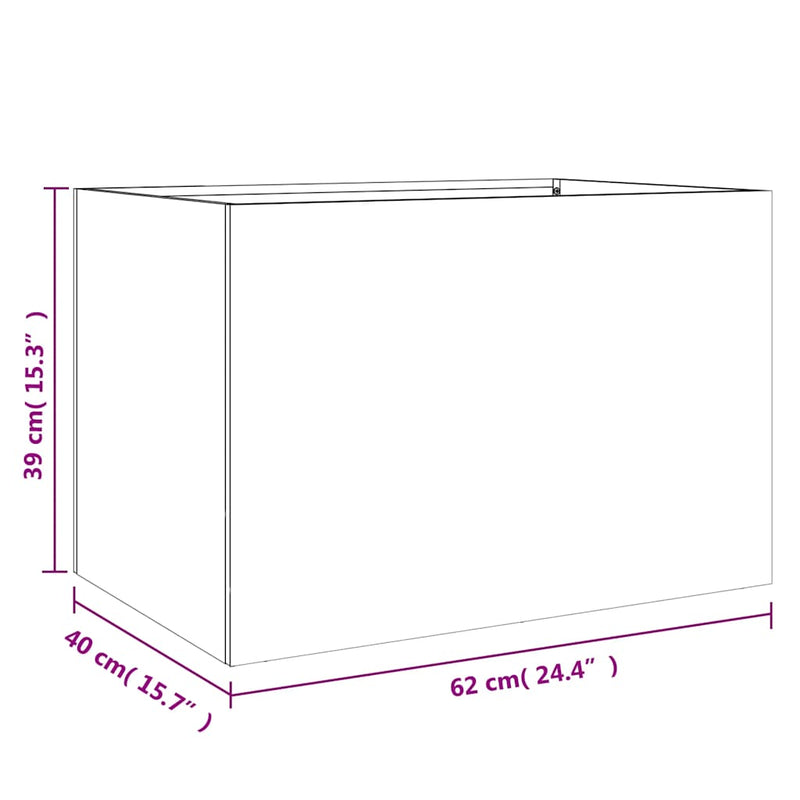 vidaXL Planter Silver 62x40x39 cm Galvanised Steel