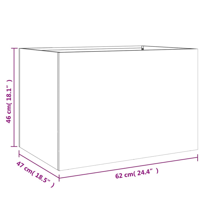 vidaXL Planter Silver 62x47x46 cm Stainless Steel