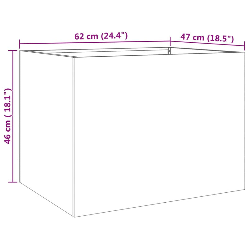 vidaXL Planter Silver 62x47x46 cm Stainless Steel