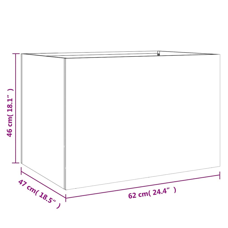 vidaXL Planter Silver 62x47x46 cm Galvanised Steel