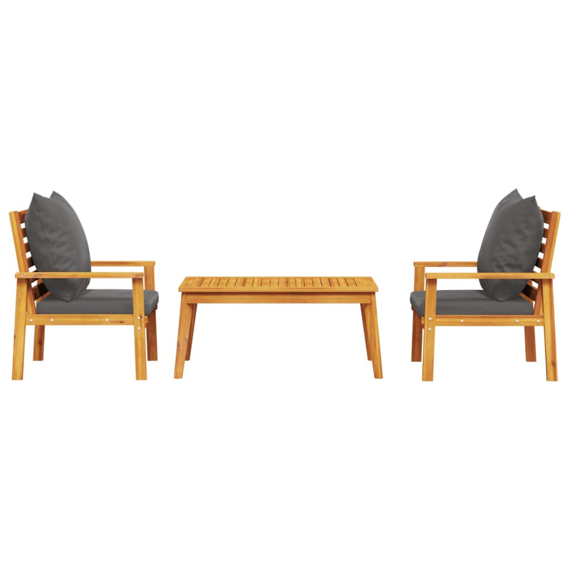 vidaXL 3 Piece Garden Lounge Set with Cushions Solid Wood Acacia