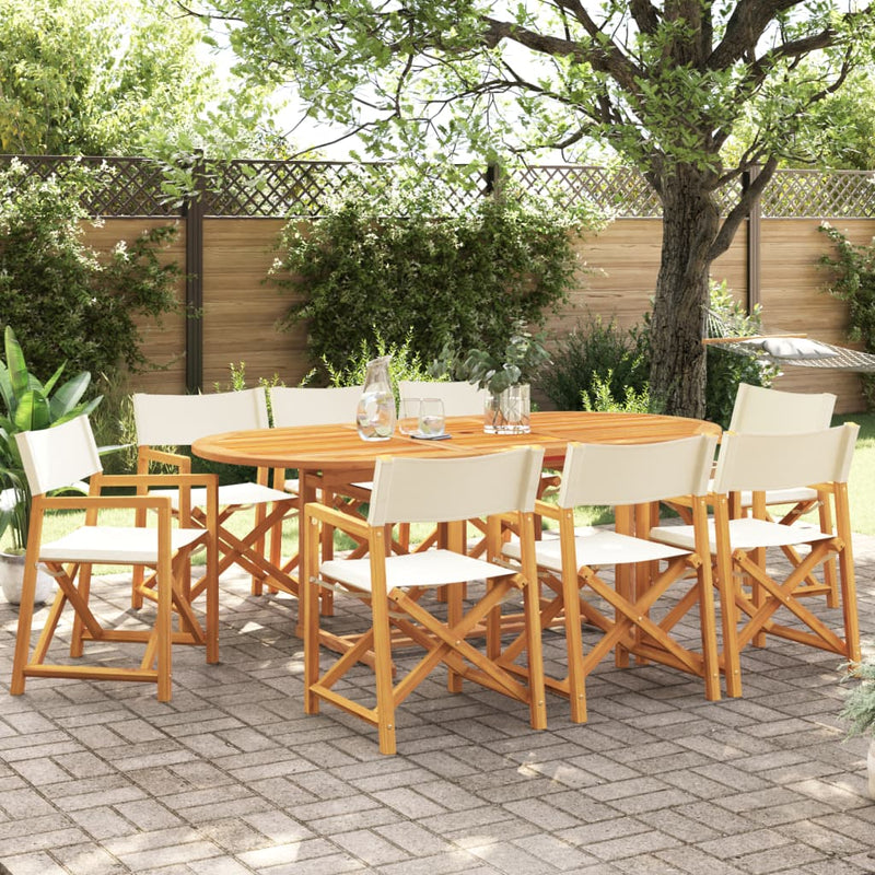 vidaXL 8 pcs Folding Garden Chairs Cream White Fabric