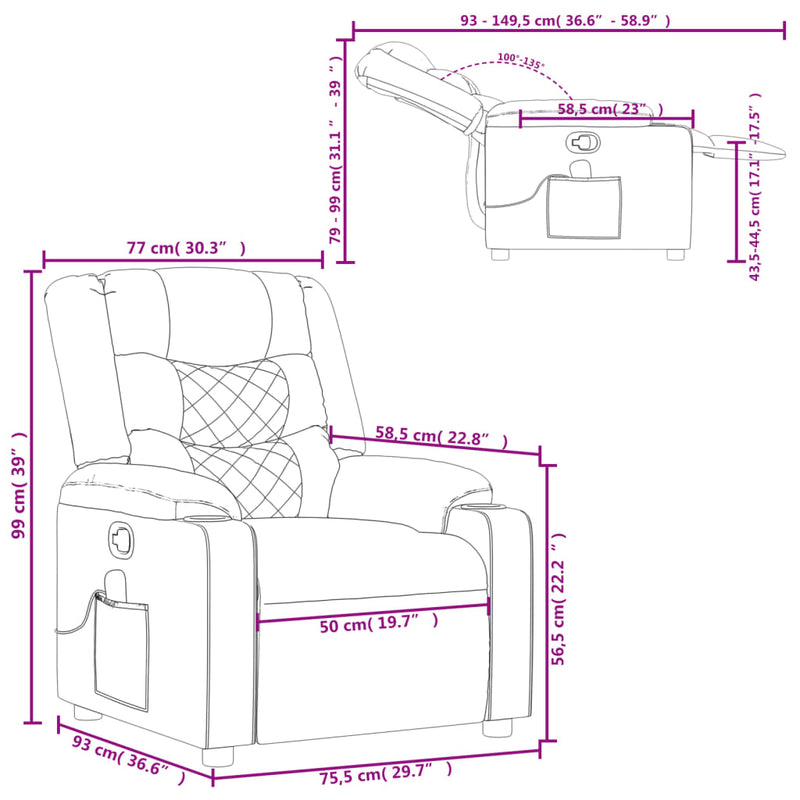 Massage Recliner Chair Black Fabric
