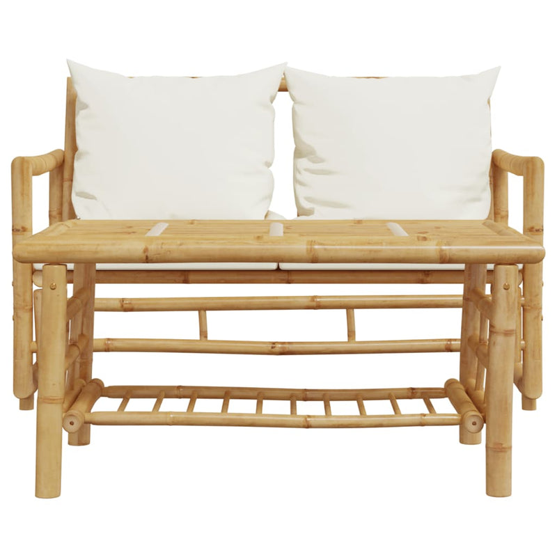 2 Piece Garden Sofa Set with Cushions Bamboo