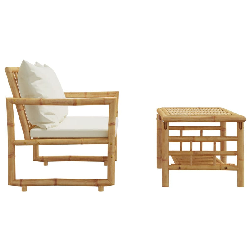 vidaXL 2 Piece Garden Sofa Set with Cushions Bamboo