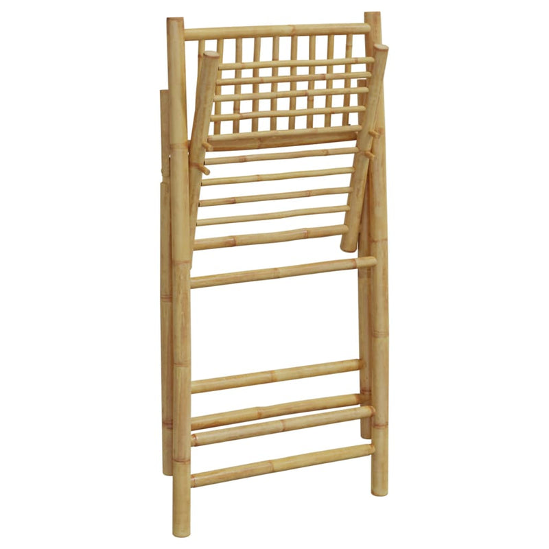 vidaXL 2 Piece Folding Bistro Chairs with Cream White Cushions Bamboo