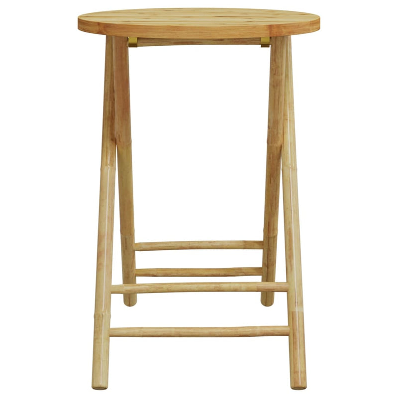 vidaXL 3 Piece Folding Bistro Set with Cream White Cushions Bamboo