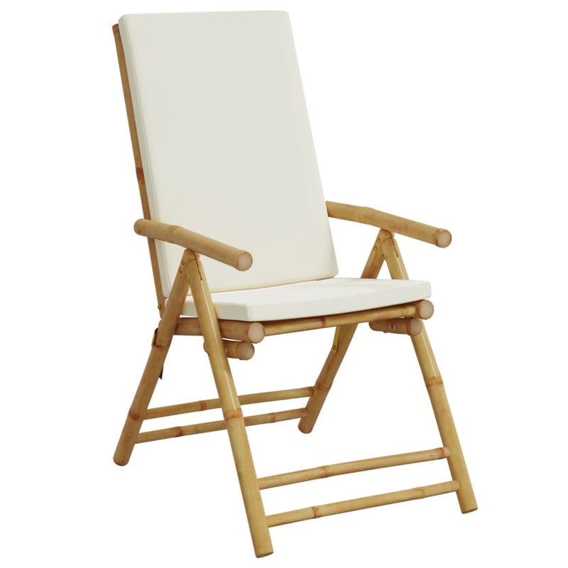vidaXL Folding Garden Reclining Chairs 2 pcs with Cushions Bamboo