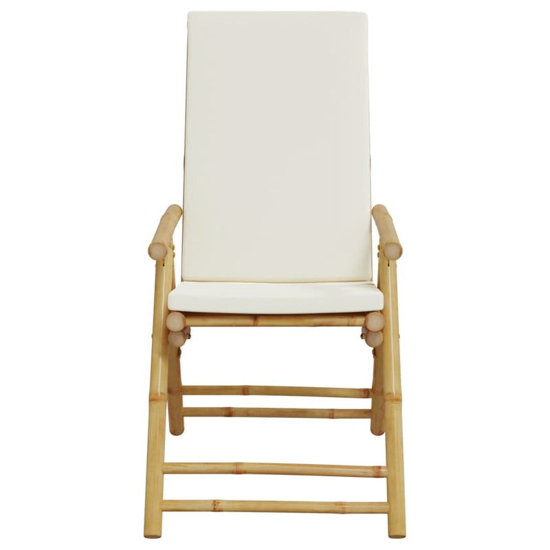 vidaXL Folding Garden Reclining Chairs 2 pcs with Cushions Bamboo
