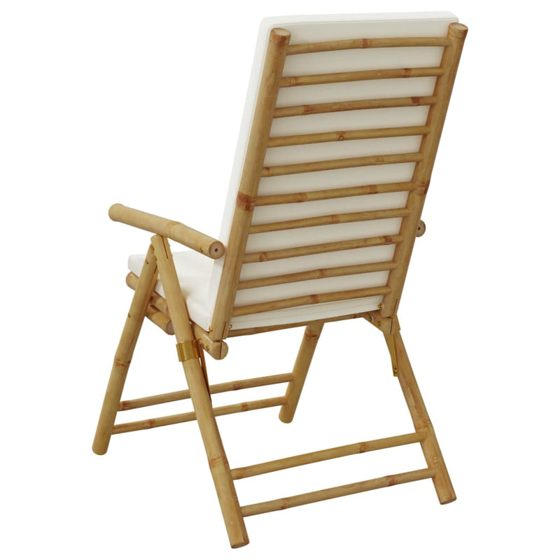 vidaXL Folding Garden Reclining Chairs 2 pcs with Cushions Bamboo