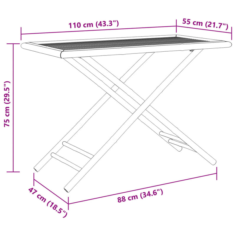 vidaXL Folding Garden Table 110x55x75 cm Bamboo