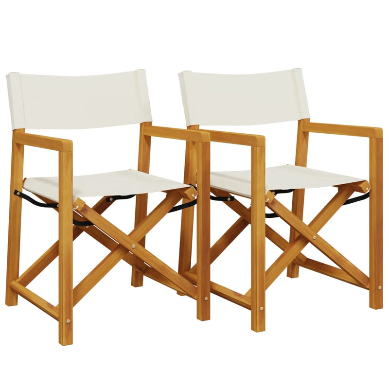 vidaXL Folding Director Chairs 2 pcs Cream White Fabric