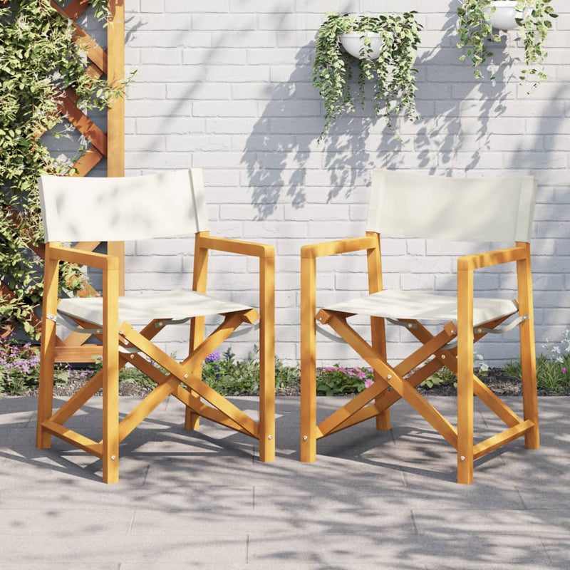 vidaXL Folding Director Chairs 2 pcs Cream White Fabric