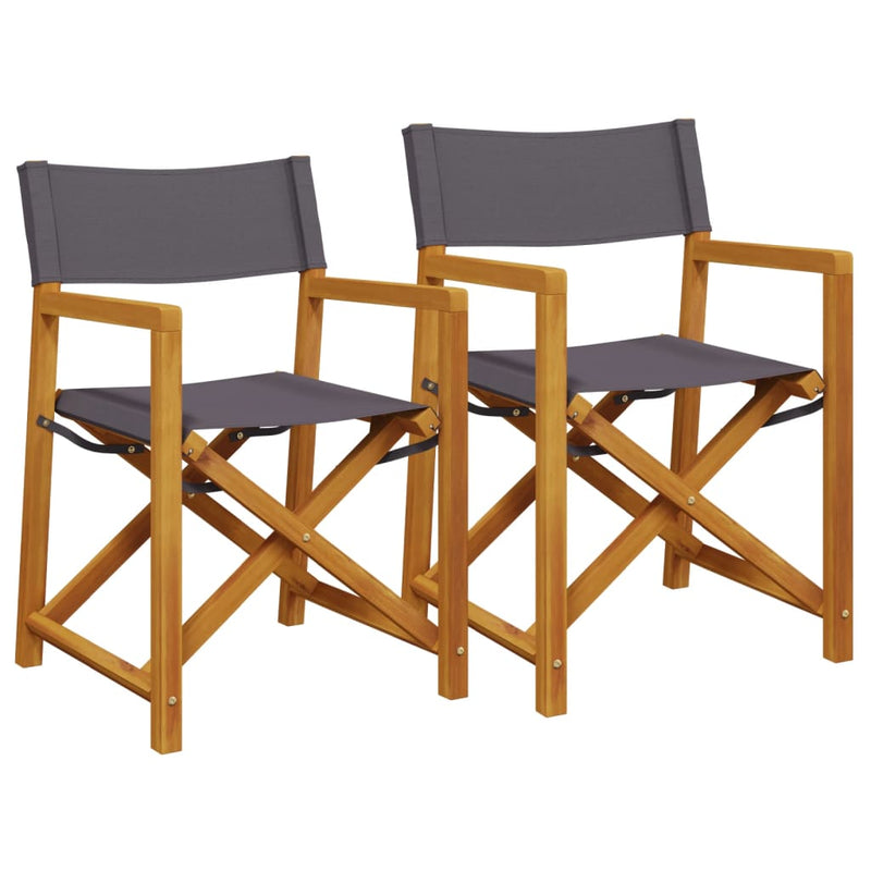 vidaXL Folding Director Chairs 2 pcs Dark Grey Fabric