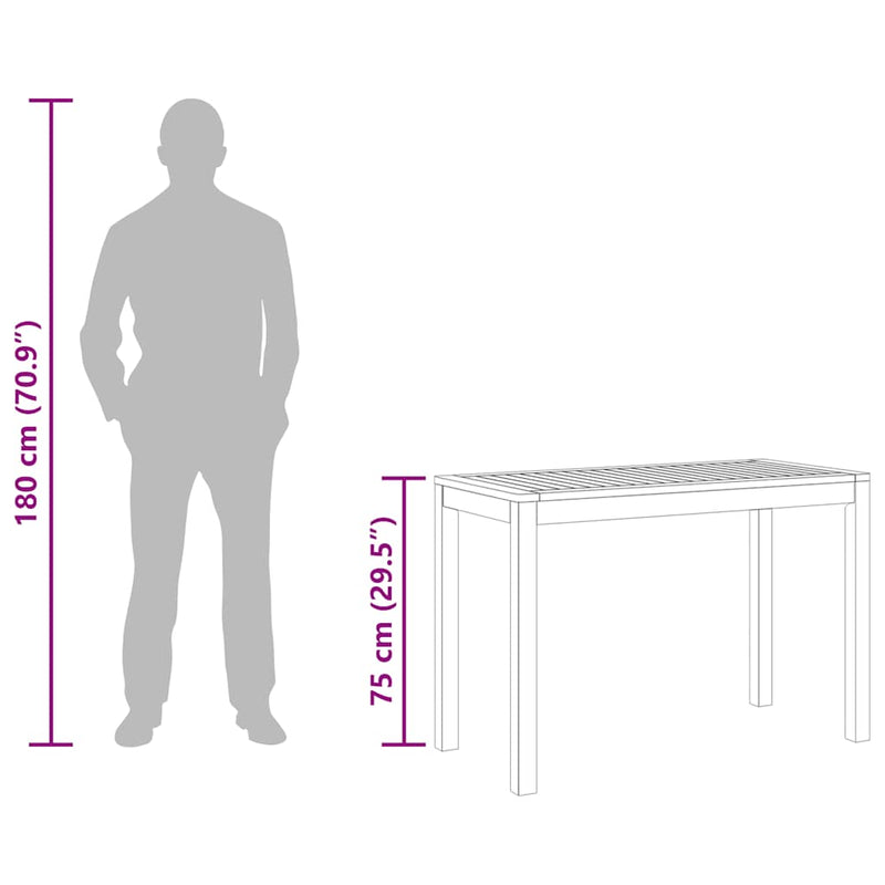 vidaXL Garden Dining Table 110x55x75 cm Solid Wood Acacia