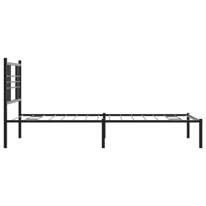 Metal Bed Frame with Headboard Black 90x190 cm