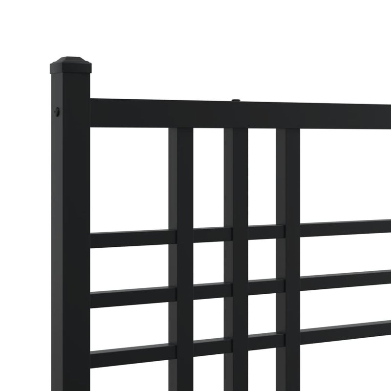 Metal Bed Frame with Headboard Black 90x190 cm